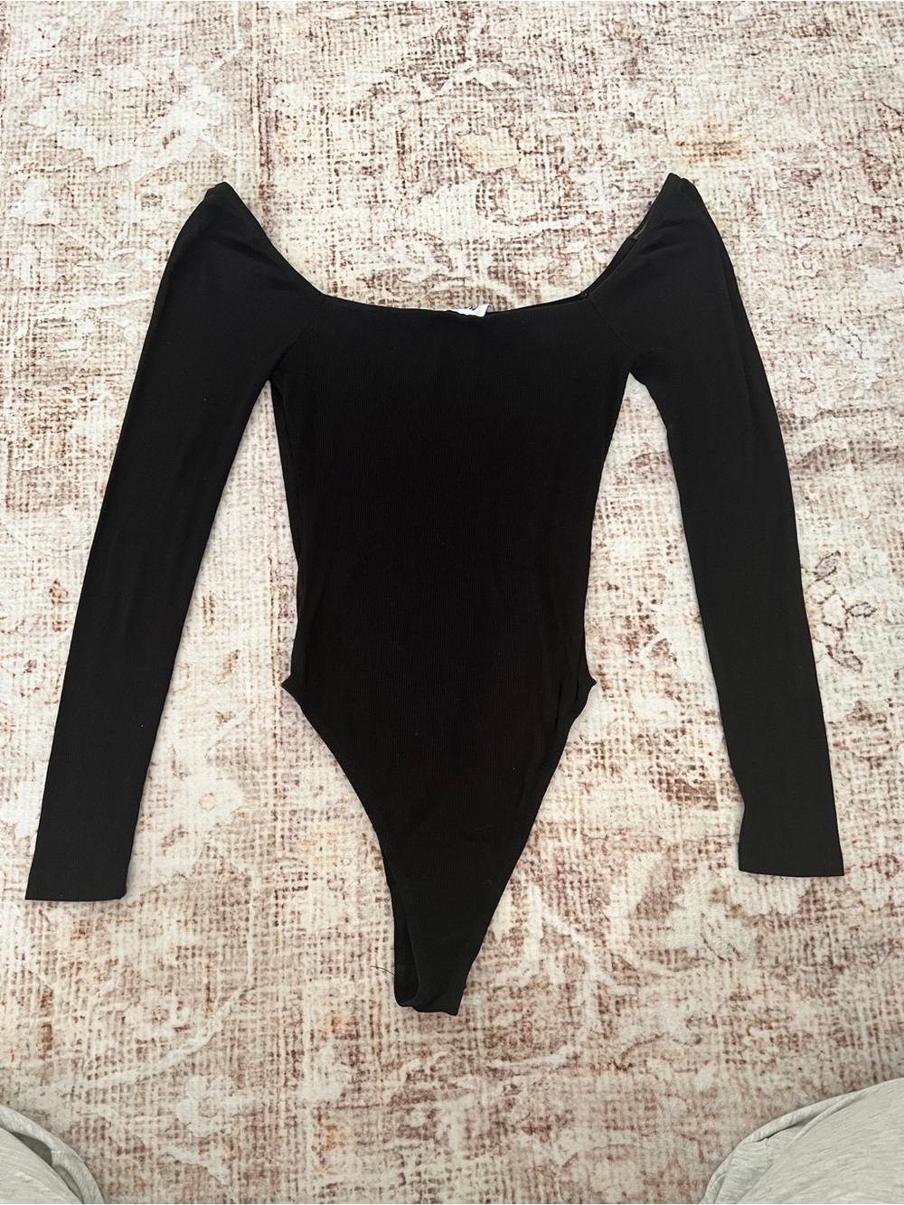 Princess Polly Ribbed Black Long Sleeve Bodysuit Sz 4